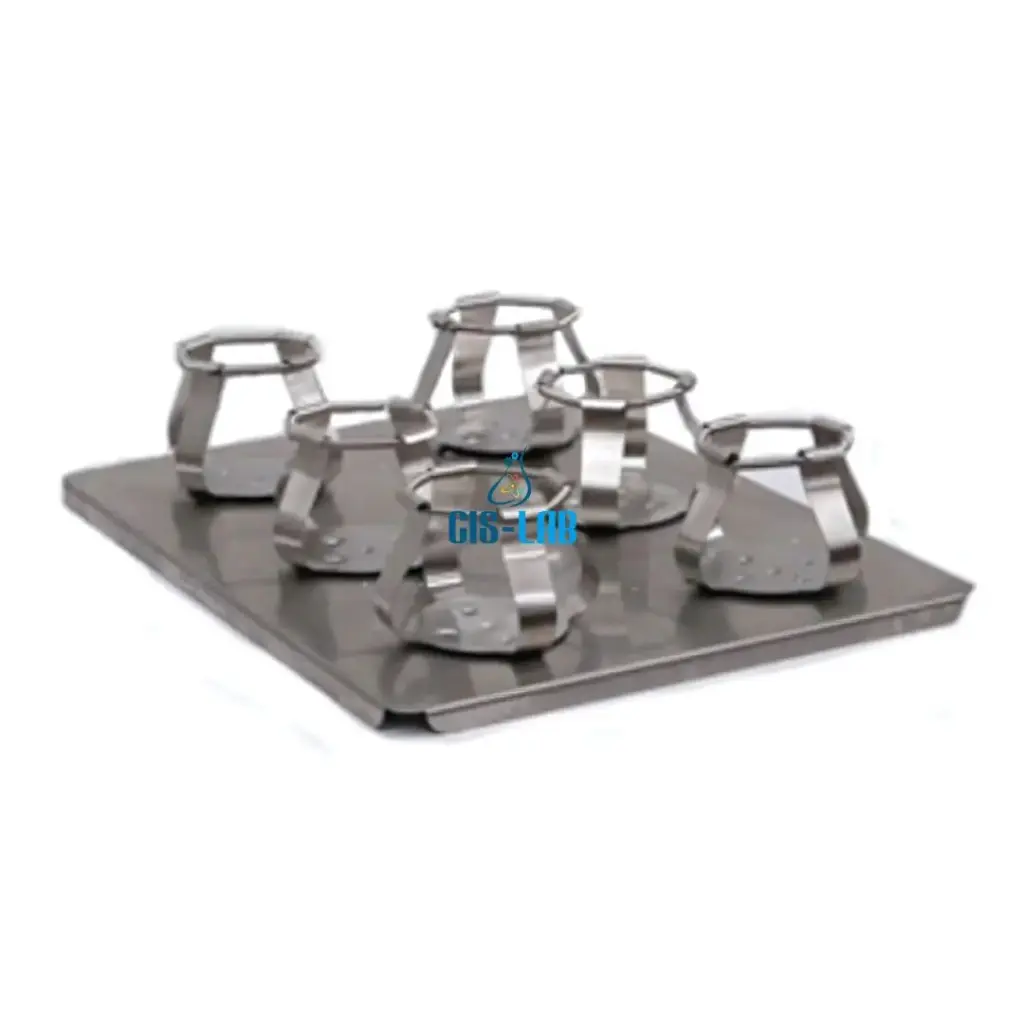 [LUZ-1542] Plataforma para agitador HZ-300 con 6 pinzas para matraces 1 000 mL – acero inox. Luzeren