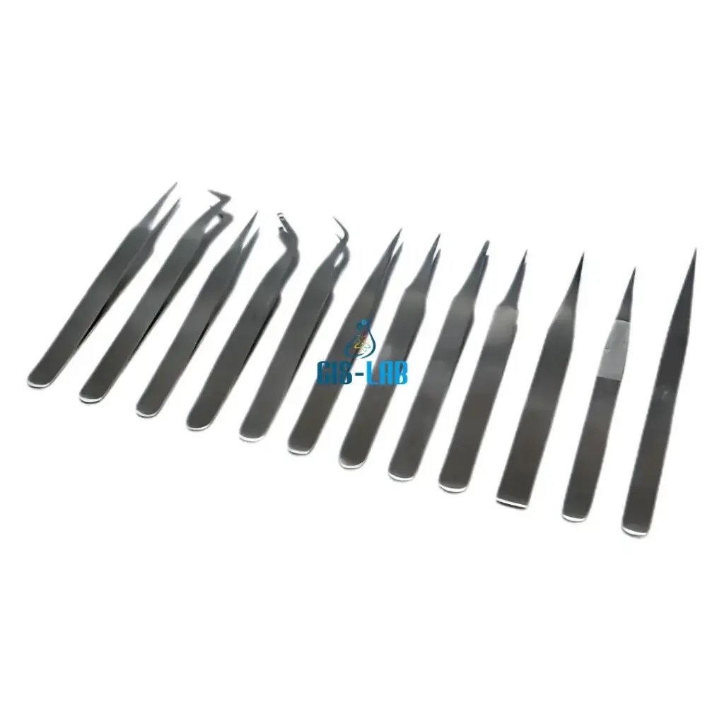 Set 12 pinzas de disección inox – Alta precisión (Luzeren)