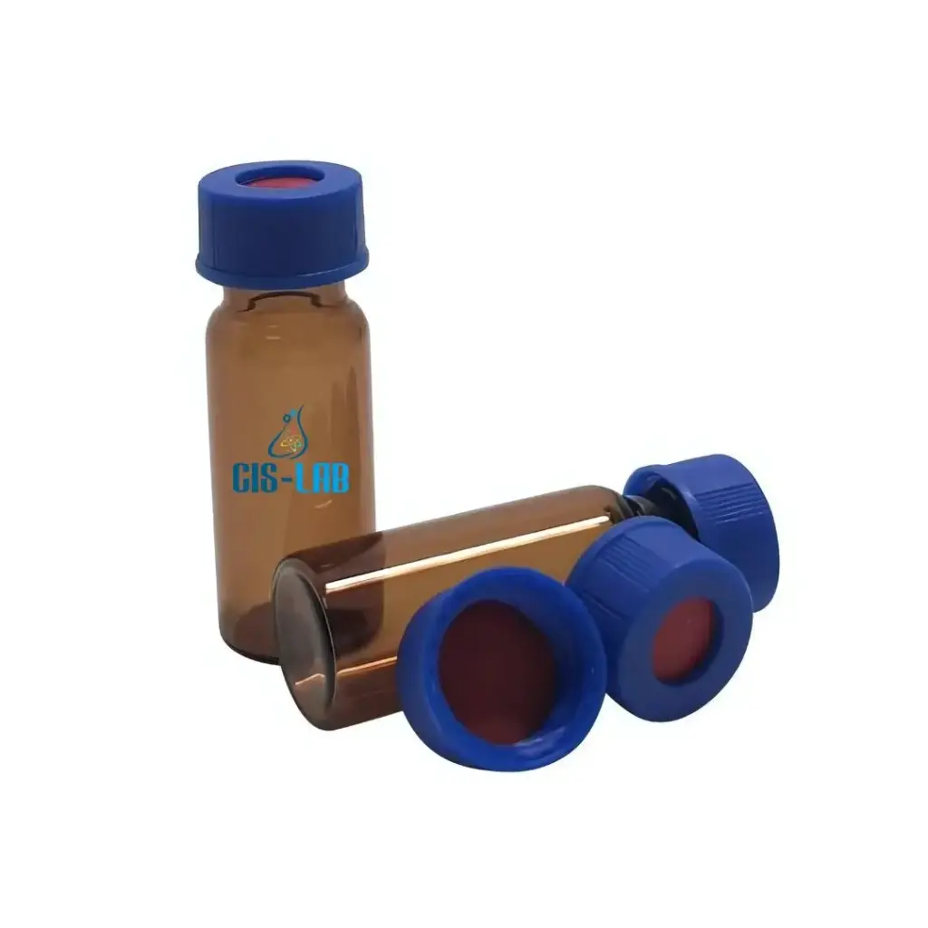 [LUZ-2784] Vial ámbar 2 mL rosca 8-425 con tapa negra y septa (c/100) – Luzeren