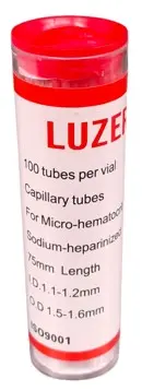 Tubo capilar 75 mm con heparina (vial 100 pzas) – Luzeren