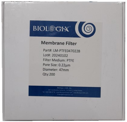 [BG-LM-PTFE047022B] Membrana PTFE (Hidrofobica) 0.22Um, 47Mm, 200/Paq. - Biologix