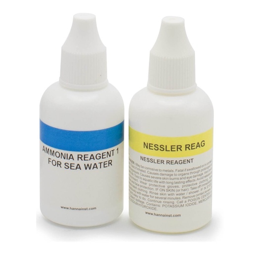 [RYQ-HI3826-025] Reactivos de repuesto para el kit químico de pruebas para amoniaco en agua de mar (25 pruebas)