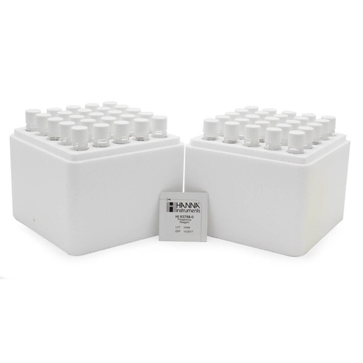 [HI94758A-50] viales para fósforo reactivo, con código de barras, método del ácido ascórbico, para 50 pruebas