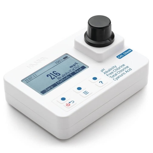 [HI97104C] fotómetro para ph, alcalinidad, cloro libre, cloro total y ácido cianúrico (kit completo)