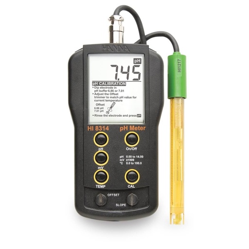 [HI8314] medidor analógo de ph/mv/°c c/electrodo hi1217d