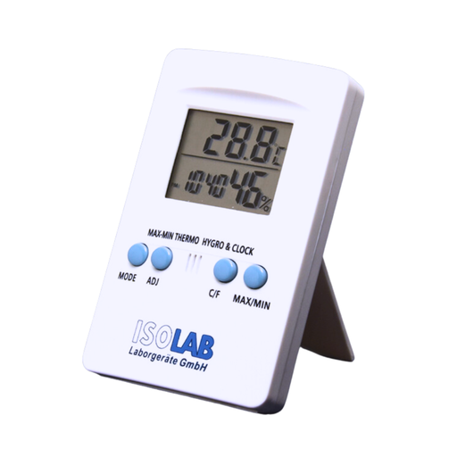 [060.03.001] termohigrómetro digital con pantalla dual y alarma, Isolab
