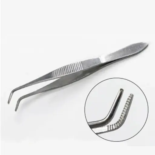 [LUZ-2620] Pinza de disección punta curva 115 mm – Acero inox (Luzeren)