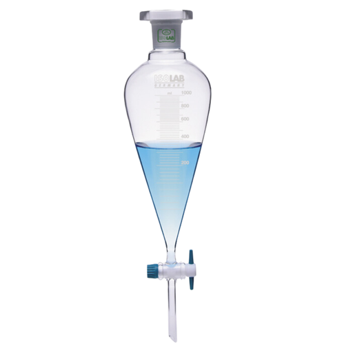[031.02.050] Embudo de Separación Graduado 50 ml de Vidrio de Borosilicato con Llave de PTFE, Isolab