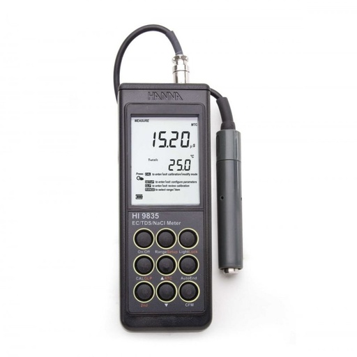 [EQ-HI9835] Medidor portátil de CE/TDS/NaCl/°C