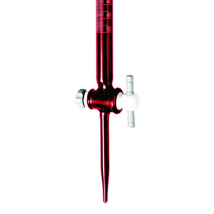 Bureta Ámbar Ray-Sorb Clase B de 50 mL con Llave de PTFE, Kimax 17033F-50