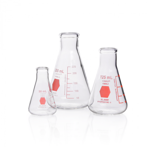 [26500R-125] matraz erlenmeyer, graduado, decorado rojo  125 ml Kimax