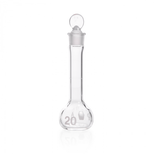 [92820G-20] matraz vol claro hd, clase "a"  boca ancha, tapon vidrio, certificado individual 20 ml Kimax
