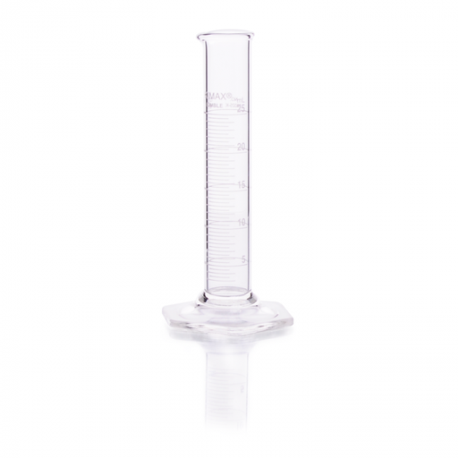 [20025K-25] probeta, p.e., linea tekk, escala métrica blanca, base hexagonal vidrio 25 ml Kimax