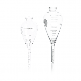 [45243-100] tubo de centrífuga fondo cónico corto 6", aceite, "p.c.", graduado 100 ml Kimax