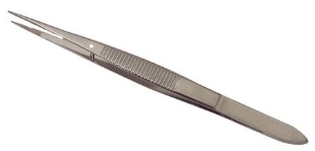 [LUZ-2966] pinza de diseccion de acero inoxidable, punta superfina recta 115mm.  Luzeren
