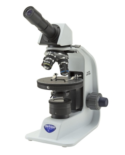 [B-150P-MRPL] Microscopio Monocular de Polarización B-150P-MRPL – 400x, Objetivos N-PLAN, Batería Recargable, Multienchufe - Optika