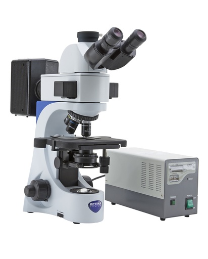[B-383FL] b-380 microscopio de fluorescencia trinocular hbo, 1000x, ios plan, juego de filtros b&g
