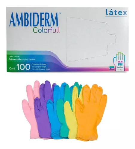 [QSAB-100108102] guante latex kid gloves bajo en polvo colorfull (colores surtidos) chico / caja c/100 pzas / ambiderm