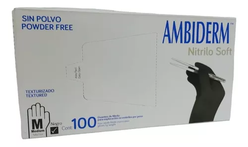 [QSAB-100133073] guante nitrilo libre de polvo negro mediano / caja c/100 pzas / ambiderm