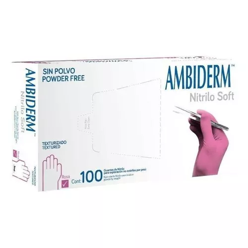 [QSAB-100106053] guante nitrilo soft libre de polvo  rosa mediano / caja c/100 pzas / ambiderm