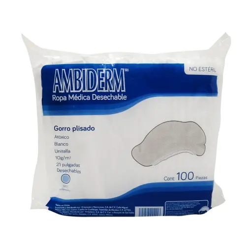 [QSAB-440103020] gorro plisado blanco 10 g / bolsa c/100 pzas / ambiderm