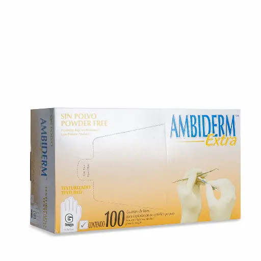 [QSAB-100103012] guante extra texturizado libre de polvo natural chico / caja c/100 pzas / ambiderm