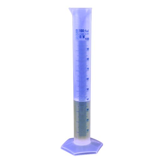 [016.06.100] probeta 100 ml graduado de polipropileno din/iso clase “b” con escala azul, Isolab