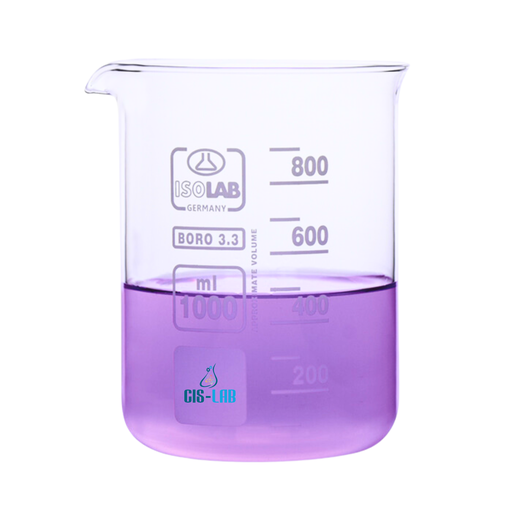 [025.01.901] Vaso de Precipitado de Vidrio Forma Baja 1 Litro, Vidrio Borosilicato ISO 3819, Isolab