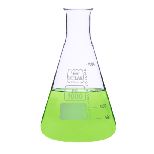 [027.01.905] Matraz Erlenmeyer de Vidrio Transparente 5 Litros, Cuello Estrecho, Borosilicato ISO 1773, Isolab