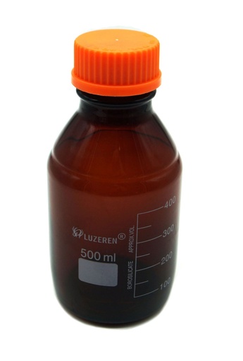 [GL41407-500] Frasco ambar graduado con tapa rosca 500ml. Luzeren