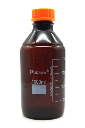 [GL41407-901] Frasco ambar graduado con tapa rosca 1L. Luzeren